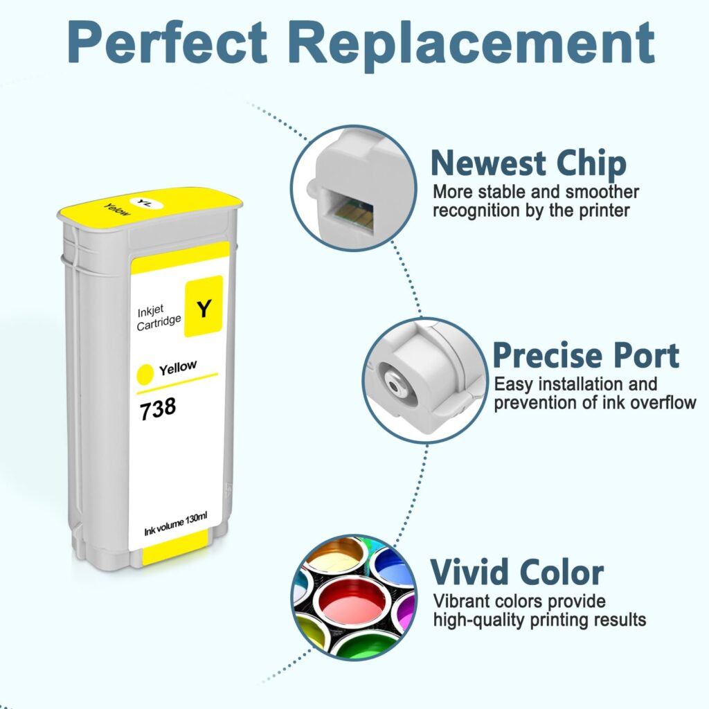 HP 738 Yellow Designjet Ink Cartridges- 130ml