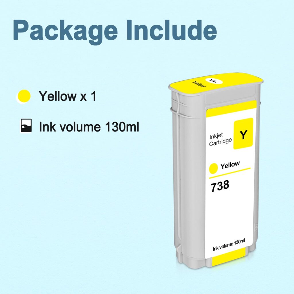 HP 738 Yellow Designjet Ink Cartridges- 130ml