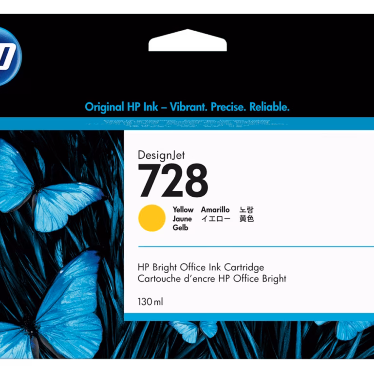 HP 728 Yellow Designjet Ink Cartridges- 130ml